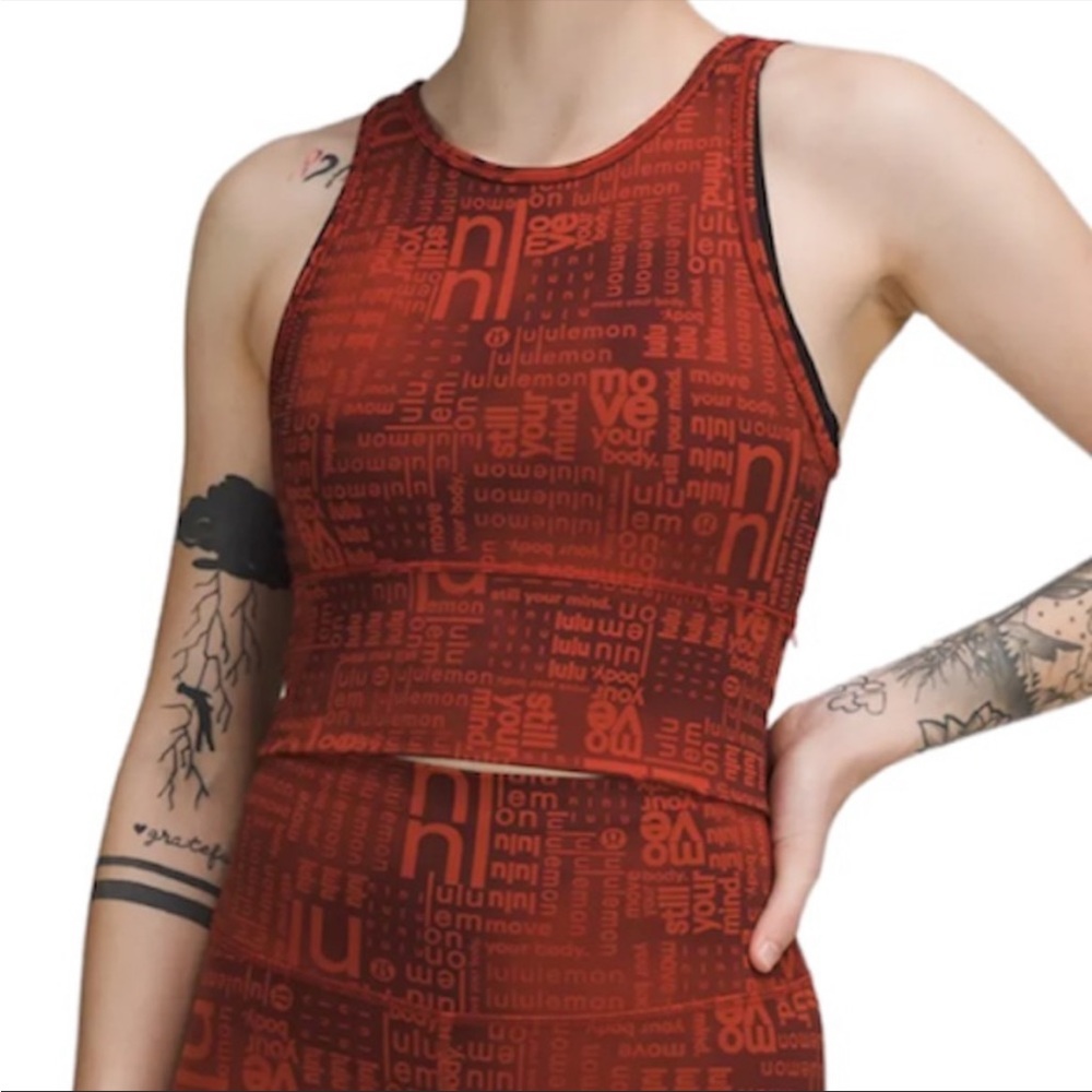 Lululemon Power Pivot Red Everlux Tank Motif Size 6